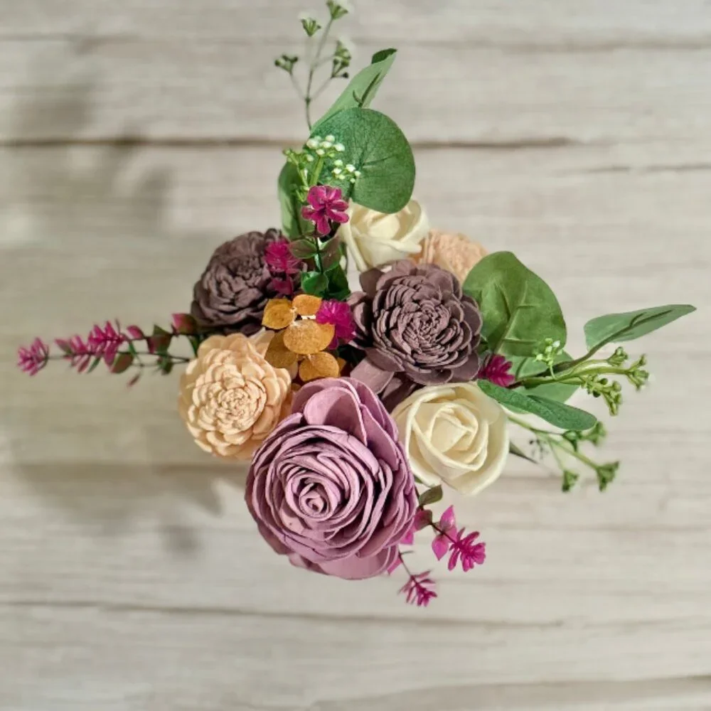 Sola Wood Floral Arrangement in Hand-Painted Personalized Mason Jar